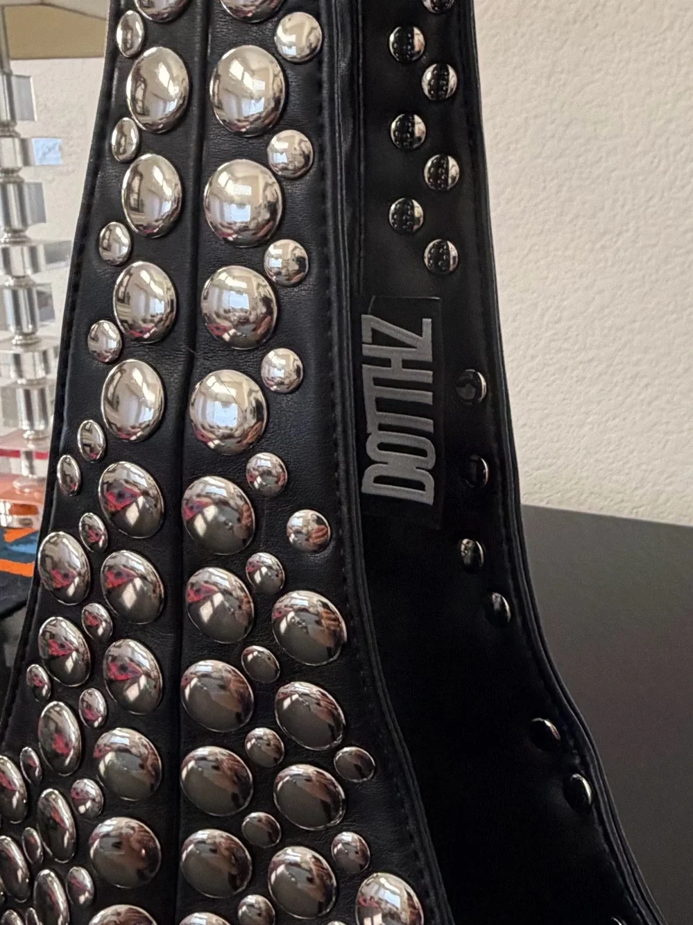 DOTTHZ the Izzy signature bag vegan black leather with silver studs